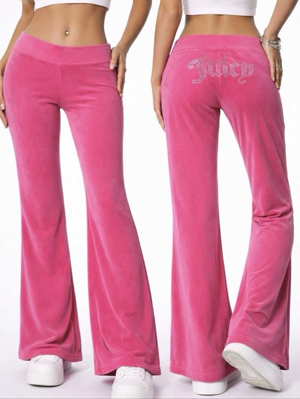 Juicy Couture Pink Velour Flared Track Pants Size M